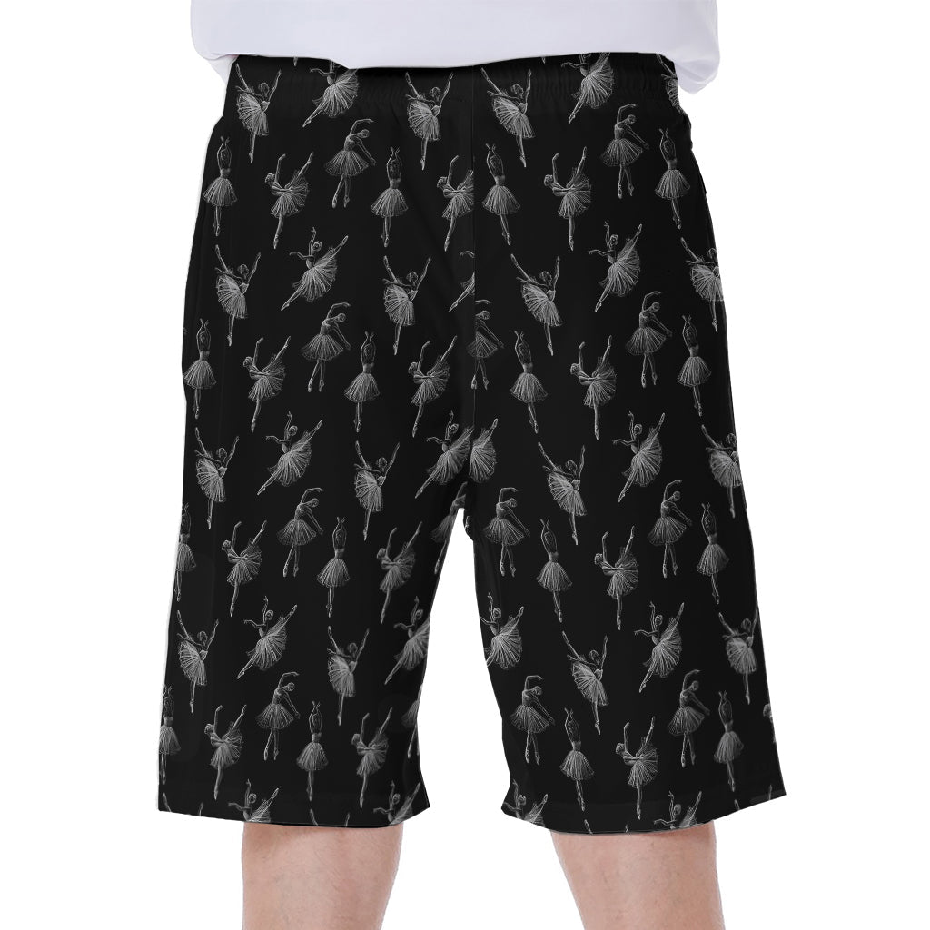 Black and White Ballet Pattern Print Hawaiian Men&#39;s Beach Shorts - 2