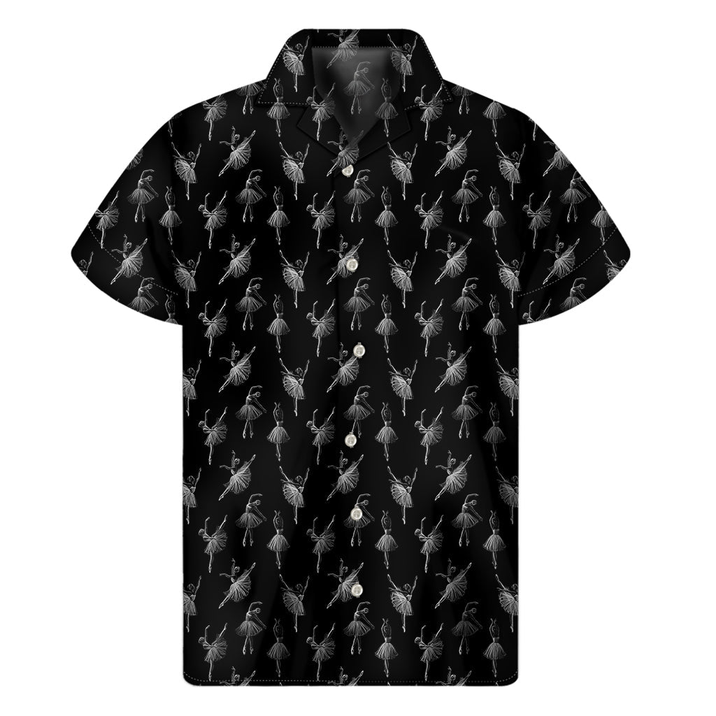 Black and White Ballet Pattern Hawaiian Short Sleeve Shirt for Men - 1