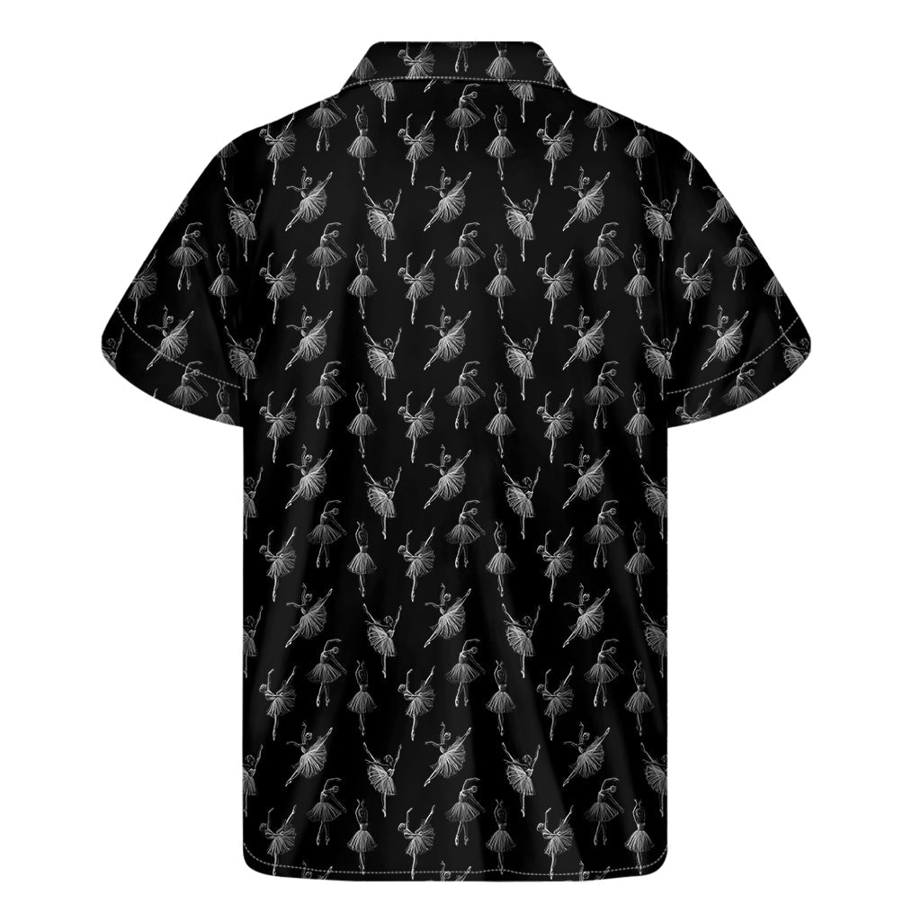 Black and White Ballet Pattern Hawaiian Short Sleeve Shirt for Men - 1