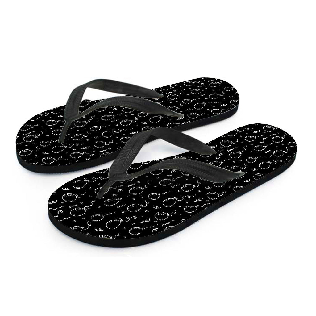 Black and White Balloon Pattern Hawaiian Flip Flops: Complete Your Island Outfit - 2