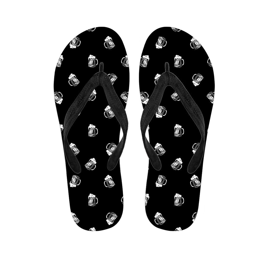 Black and White Beer Pattern Hawaiian Flip Flops: Step Out in Style! - 1