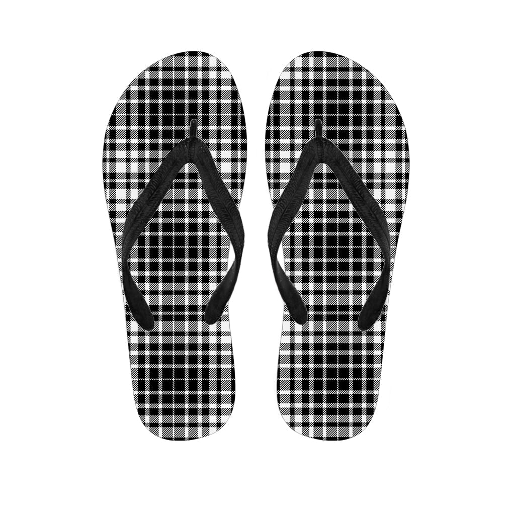 Black and White Border Tartan Print Hawaiian Flip Flop Ensemble - 1