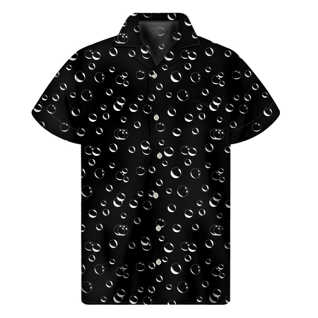 Black and White Bubble Pattern Hawaiian Short Sleeve Shirt - 1