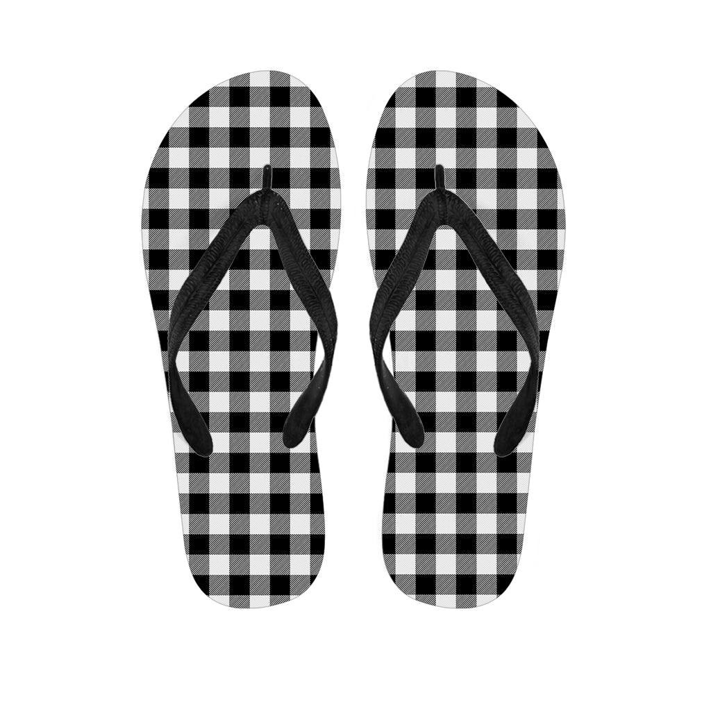 Black and White Buffalo Plaid Hawaiian Flip Flops: Embrace Island Style with These Chic Footwear - 1