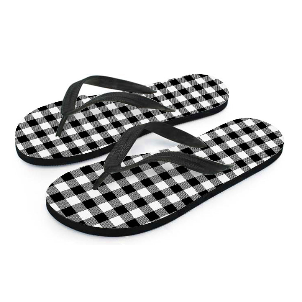 Black and White Buffalo Plaid Hawaiian Flip Flops: Embrace Island Style with These Chic Footwear - 2