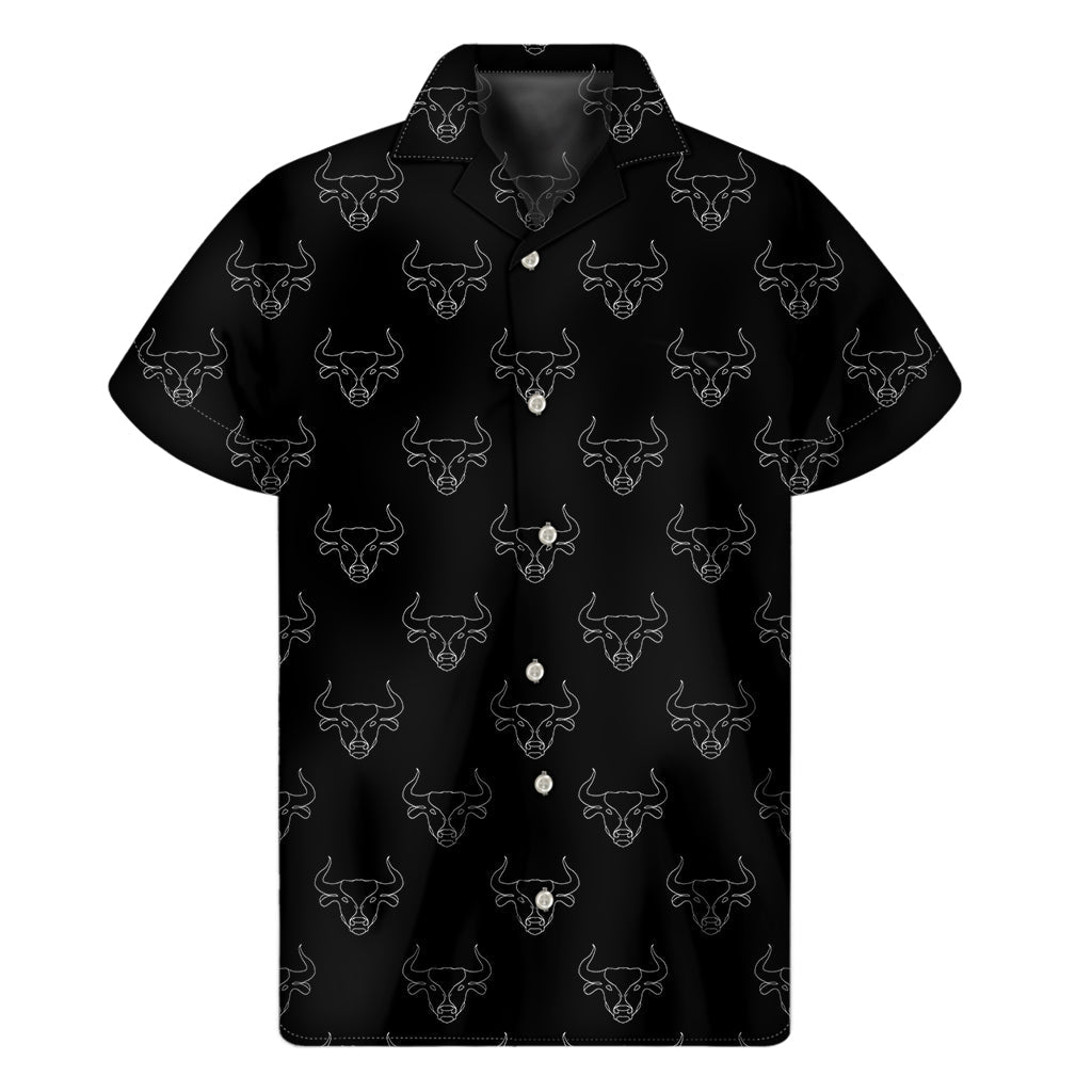 Black and White Bull Pattern Hawaiian Shirt for Men - 1