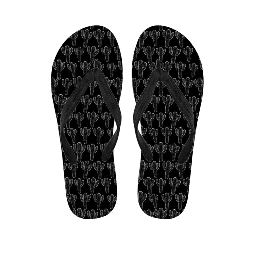 Black and White Cactus Pattern Hawaiian Flip Flops: Embrace Island Style - 1