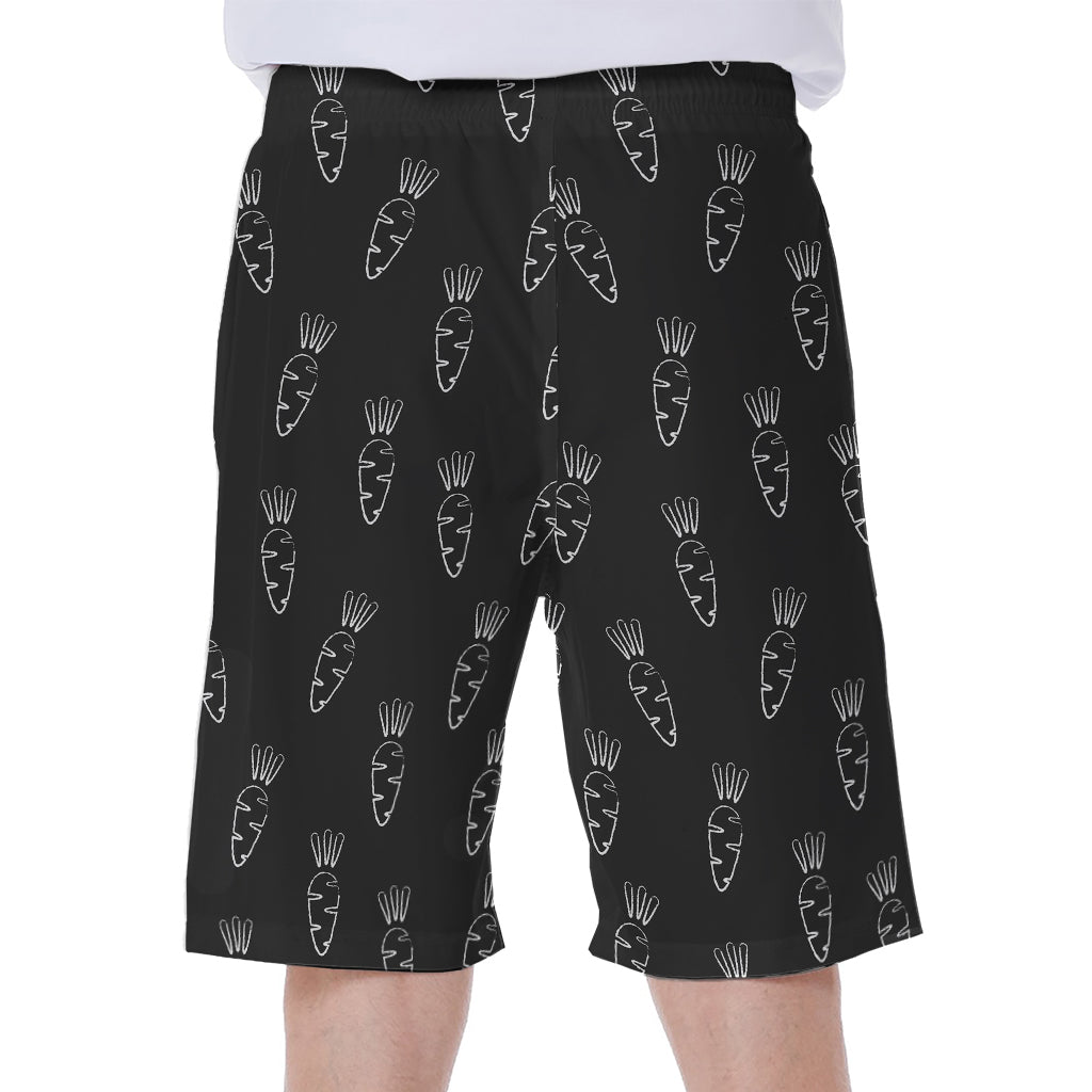 Black and White Carrot Pattern Print Hawaiian Men's Beach Shorts - 1