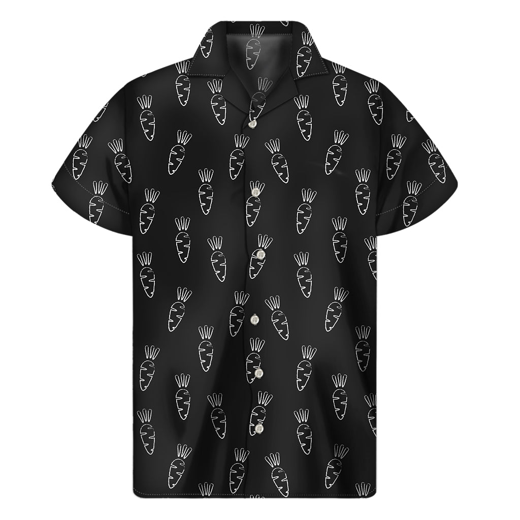 Black and White Carrot Pattern Hawaiian Short Sleeve Shirt - 1