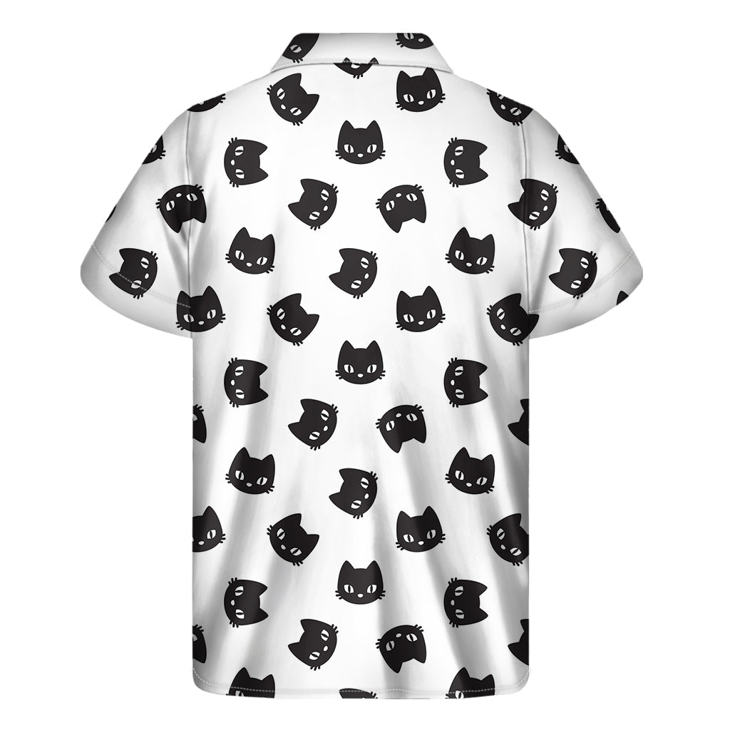 Black and White Cat Print Hawaiian Aloha Shirt - 1