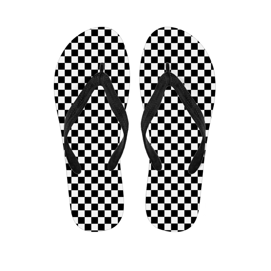 Black and White Checkered Pattern Hawaiian Flip Flops: Complete Your Island Outfit! - 1