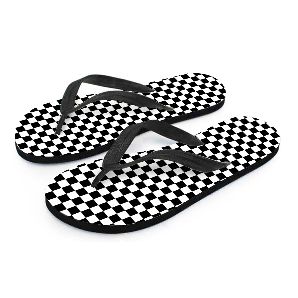 Black and White Checkered Pattern Hawaiian Flip Flops: Complete Your Island Outfit! - 2