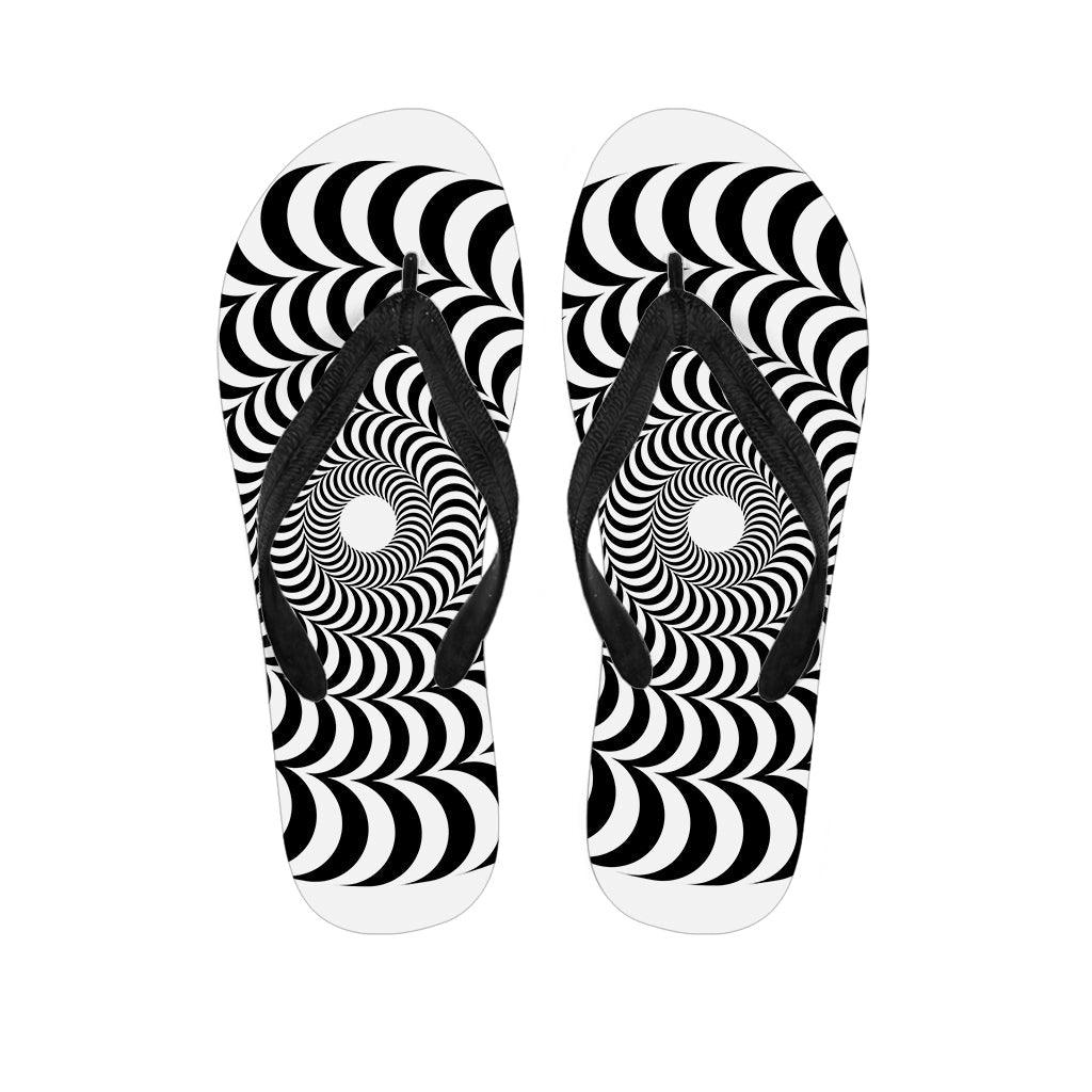 Black and White Circle Illusion Hawaiian Outfit Flip Flops - 1