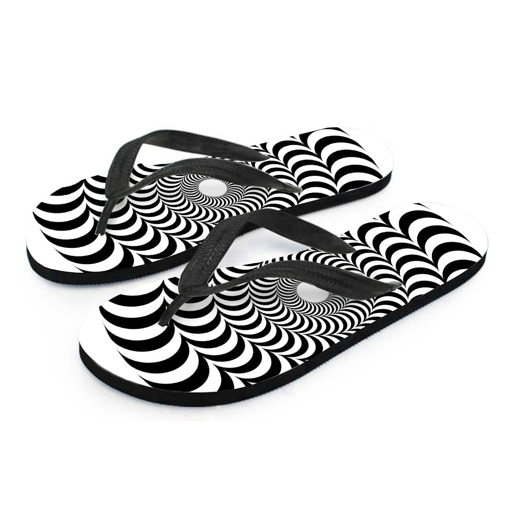 Black and White Circle Illusion Hawaiian Outfit Flip Flops - 2