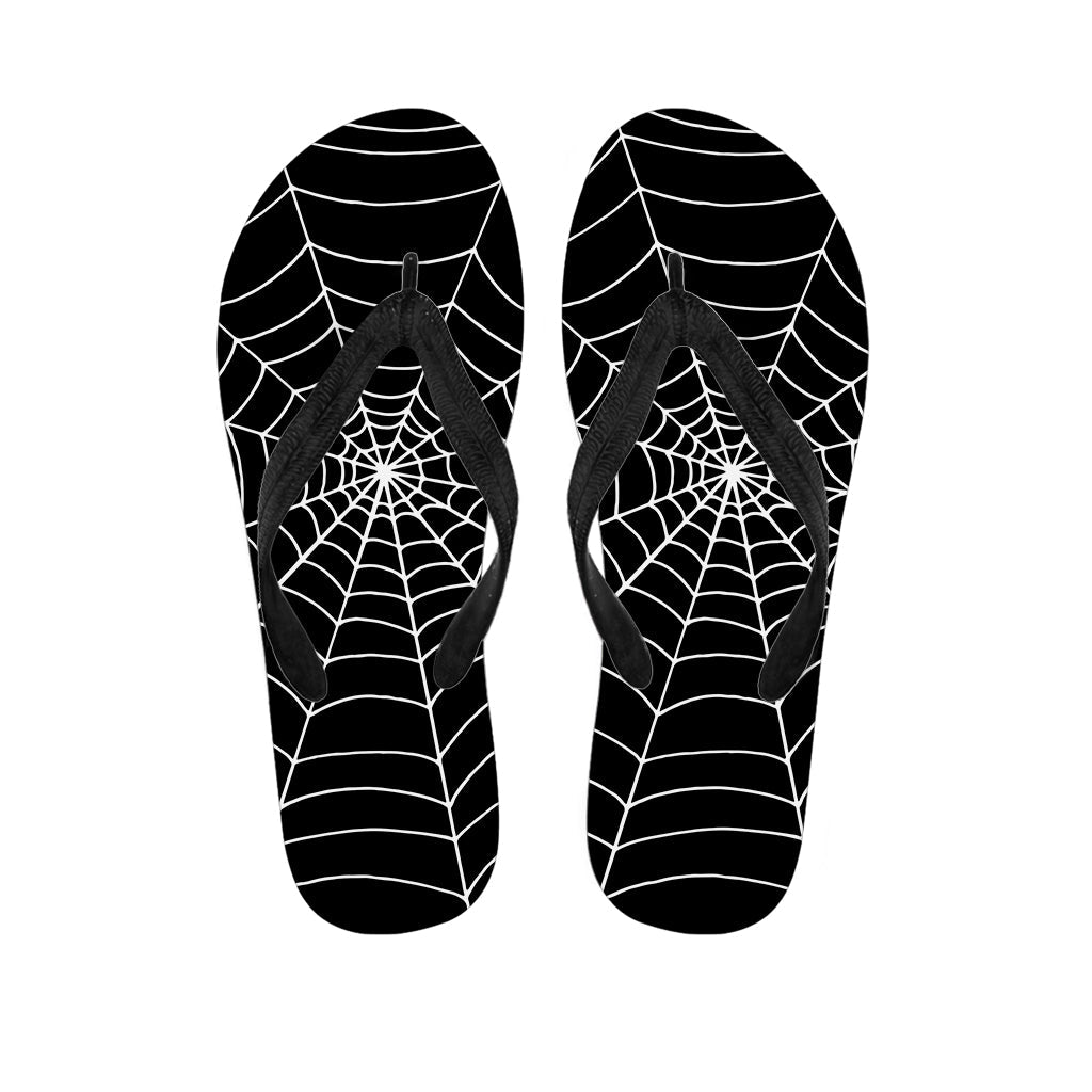 Black and White Cobweb Print Hawaiian Flip Flops: Step into Island Style - 1