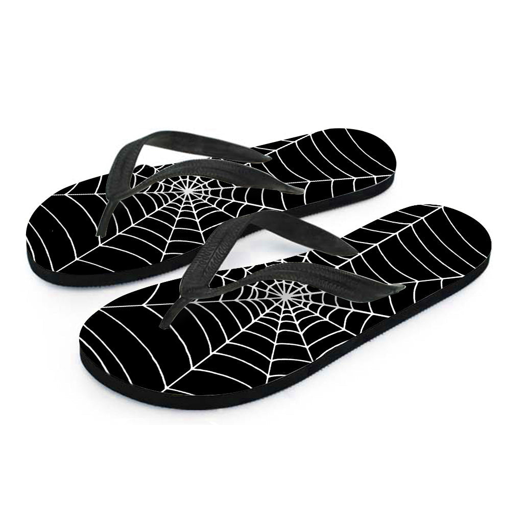 Black and White Cobweb Print Hawaiian Flip Flops: Step into Island Style - 2