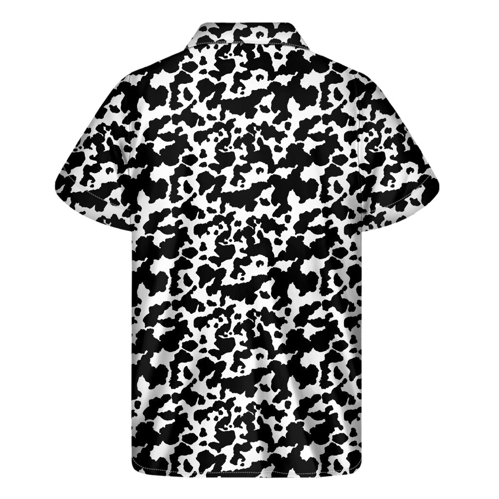 Black and White Cow Print Hawaiian Short Sleeve Shirt - 2