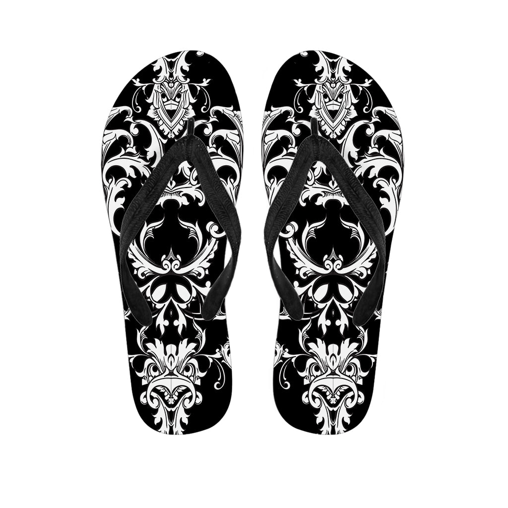 Black and White Damask Pattern Hawaiian Flip Flops: The Ultimate Island Style - 1