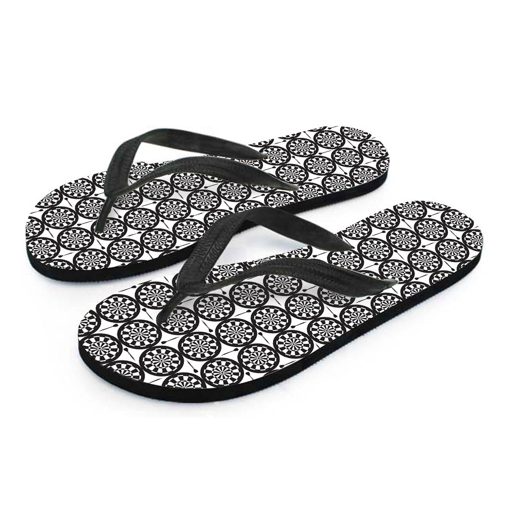 Black and White Dartboard Pattern Hawaiian Flip Flops - 1