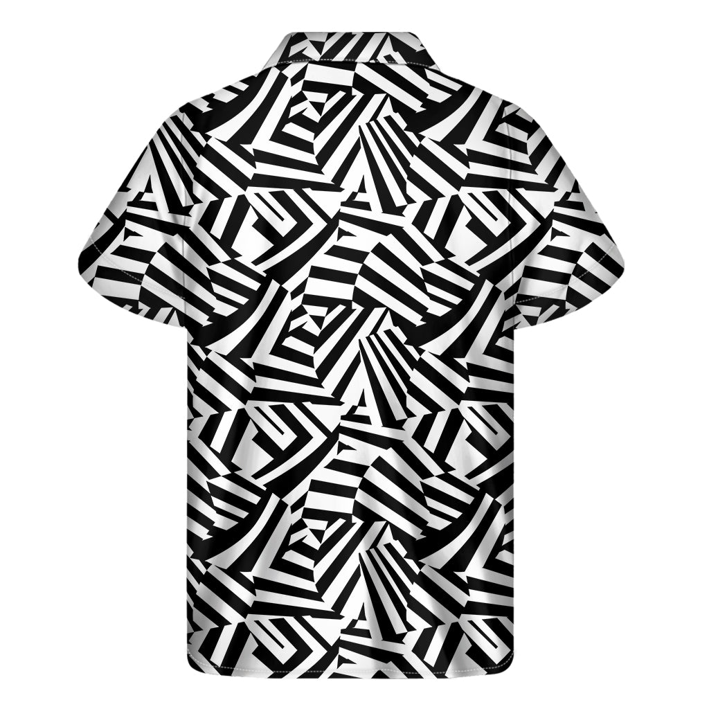 Black and White Dazzle Hawaiian Print Short Sleeve Shirt - 1