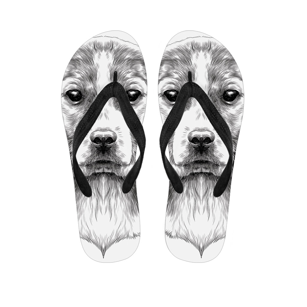 Black and White Beagle Print Hawaiian Flip Flops: Embrace the Island Vibes! - 1