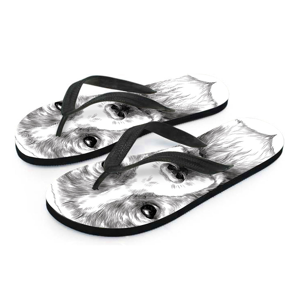 Black and White Beagle Print Hawaiian Flip Flops: Embrace the Island Vibes! - 2