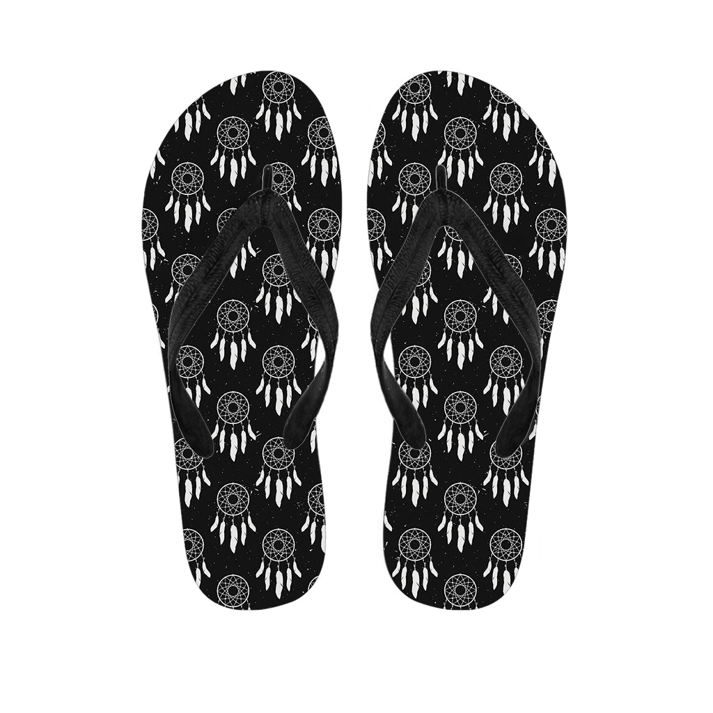 Black and White Dream Catcher Print Hawaiian Flip Flops: Embrace the Island Vibes! - 1