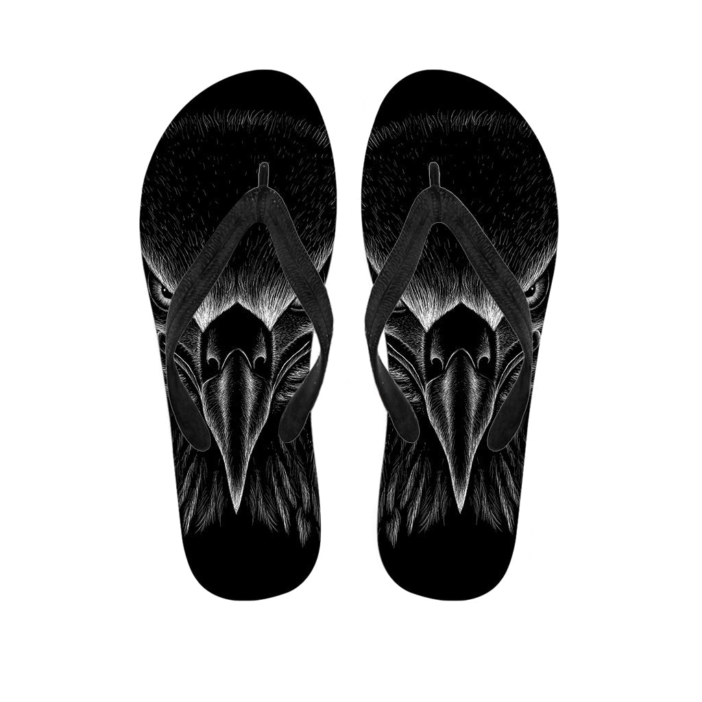 Black and White Eagle Print Hawaiian Flip Flops - Perfect for Your Aloha Attire - 1