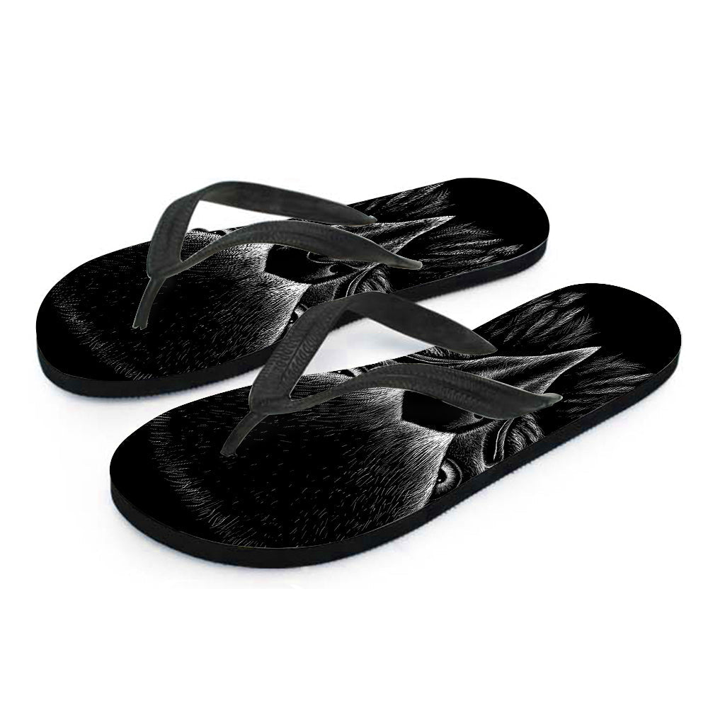 Black and White Eagle Print Hawaiian Flip Flops - Perfect for Your Aloha Attire - 1