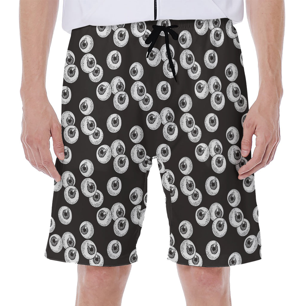 Black and White Eyeball Pattern Hawaiian Men's Beach Shorts - 1