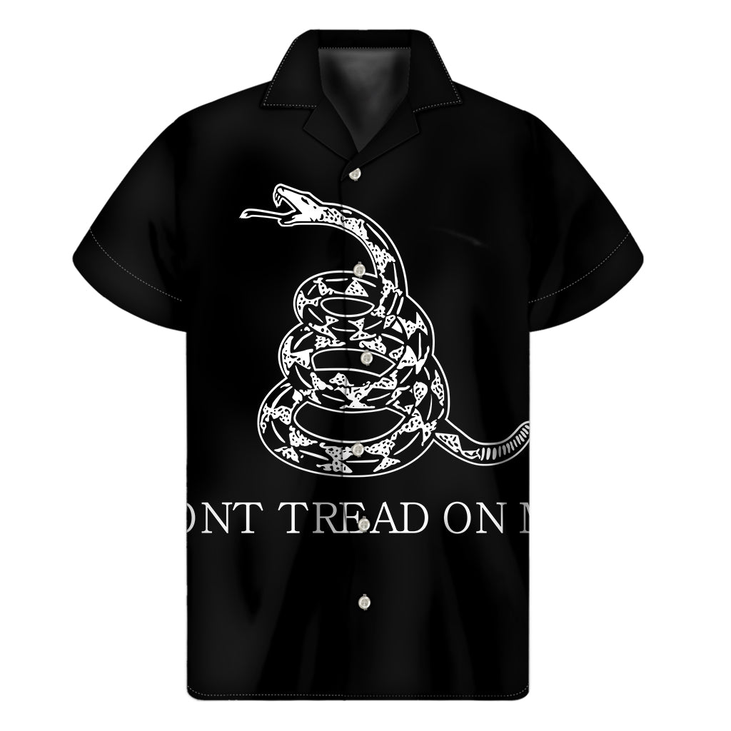 Black and White Gadsden Flag Hawaiian Short Sleeve Shirt - 1