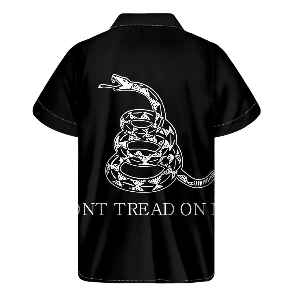 Black and White Gadsden Flag Hawaiian Short Sleeve Shirt - 2