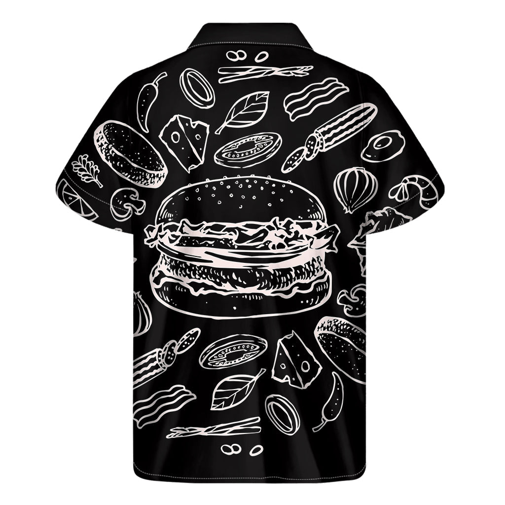 Black and White Hamburger Hawaiian Shirt - 2