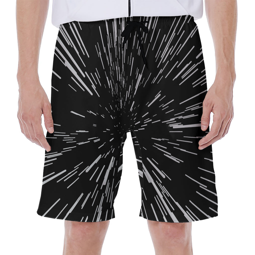 Black and White Lightspeed Hawaiian Men&#39;s Beach Shorts - 1