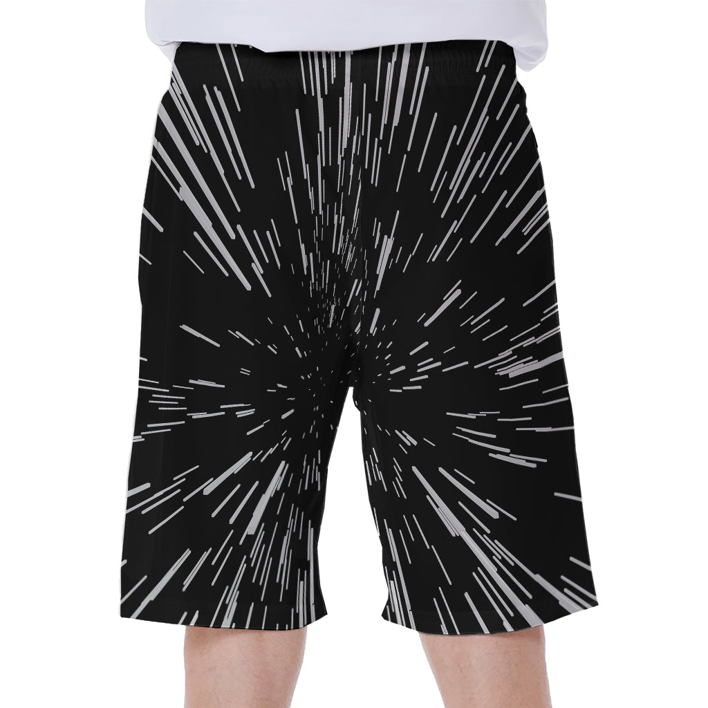 Black and White Lightspeed Hawaiian Men's Beach Shorts - 1