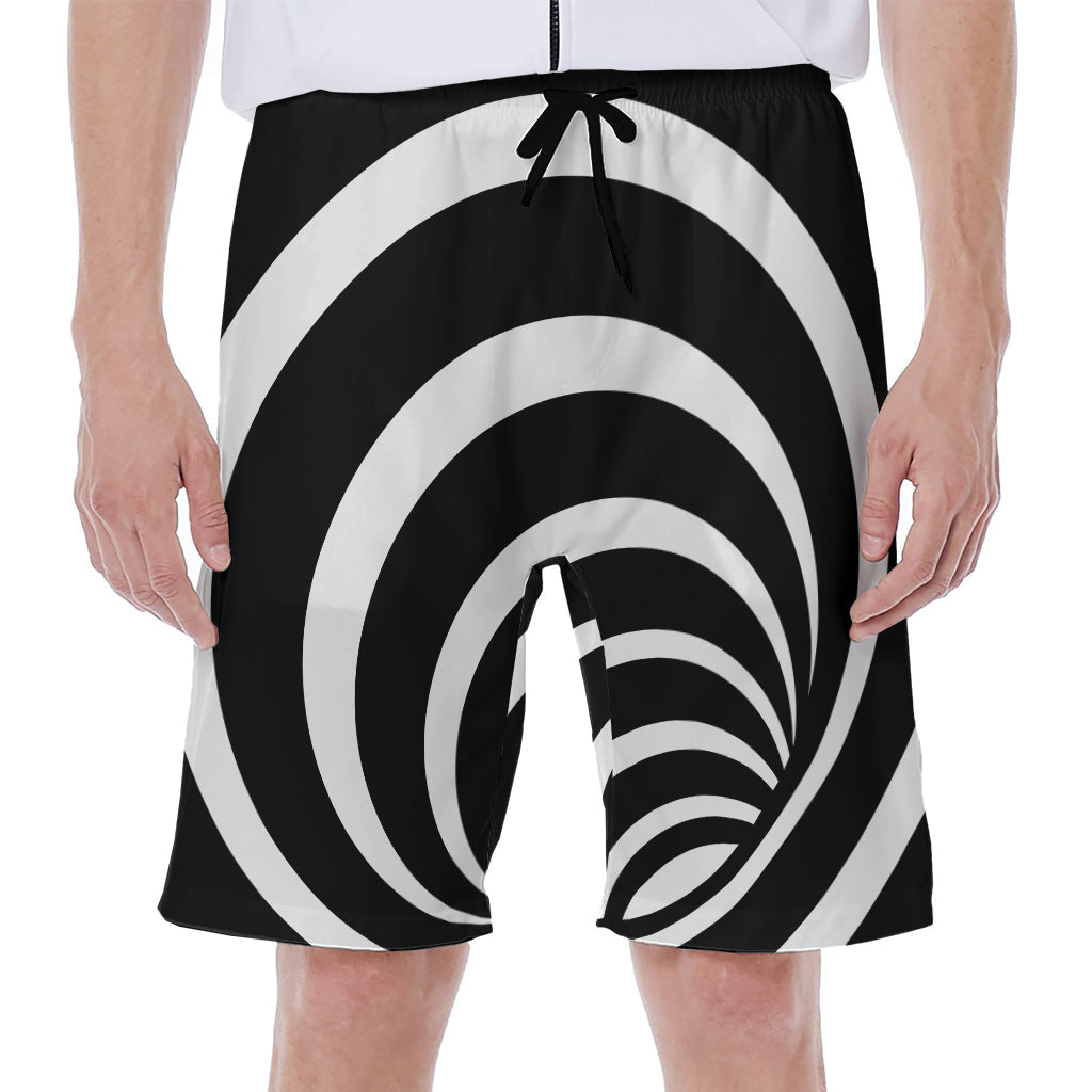 Black and White Optical Illusion Men's Hawaiian Beach Shorts - 1