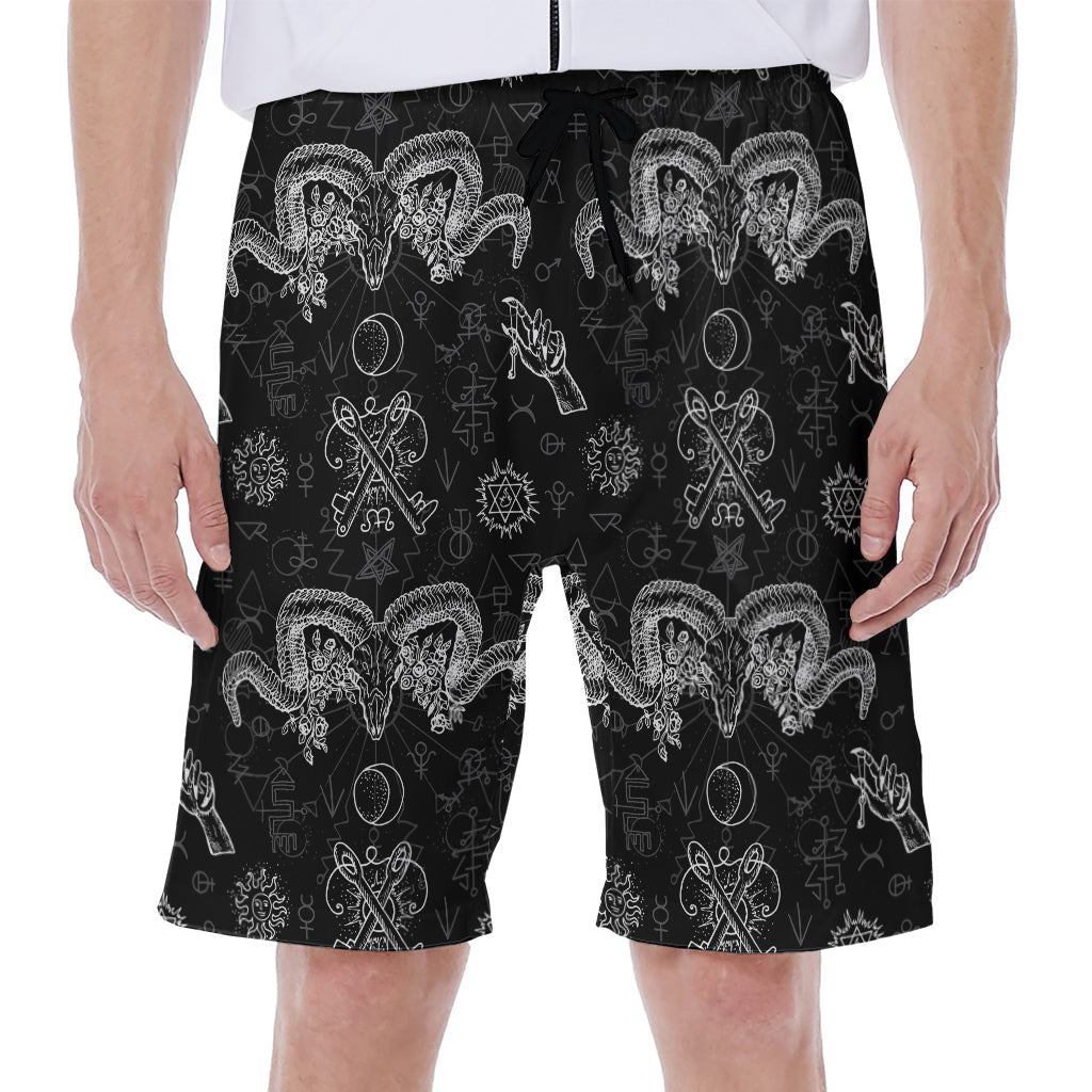 Black and White Hawaiian Print Men's Beach Shorts - 1