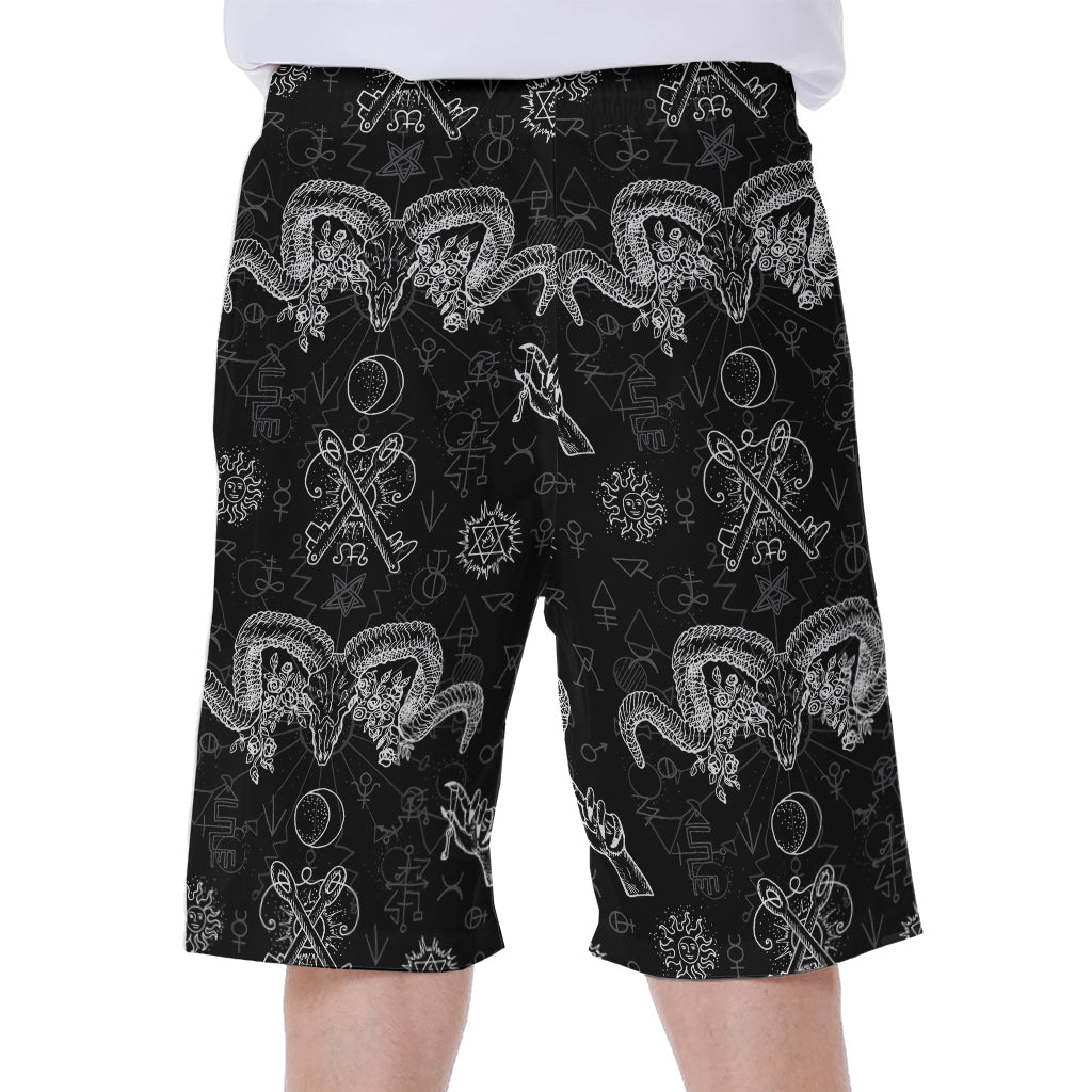 Black and White Hawaiian Print Men's Beach Shorts - 1