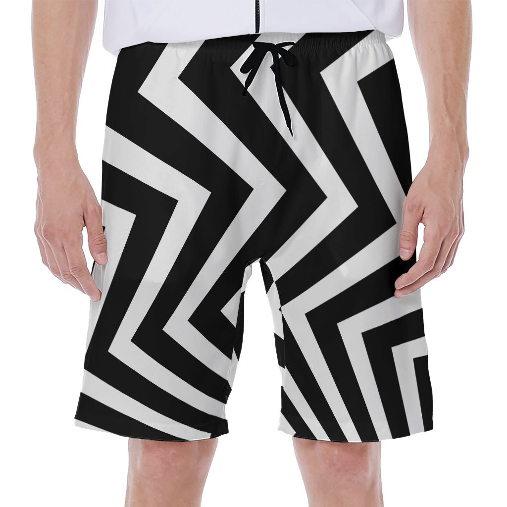 Black and White Zigzag Dazzle Hawaiian Men's Beach Shorts - 1