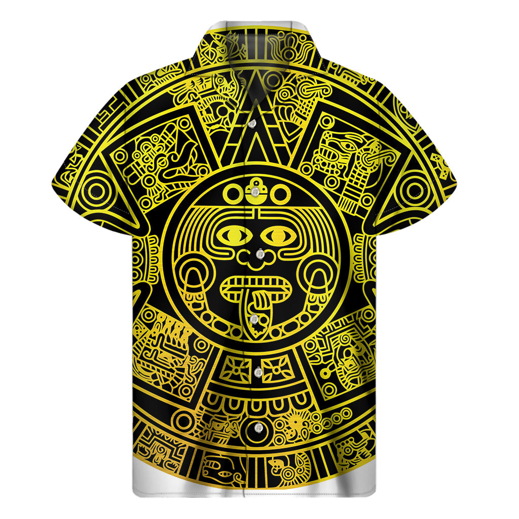 Maya Calendar Print Hawaiian Short Sleeve Shirt - 1