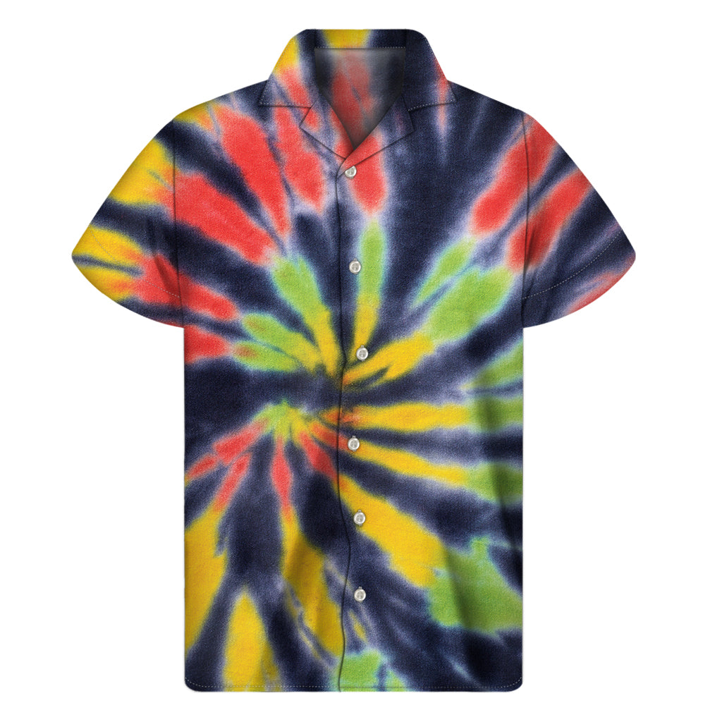 Spiral Tie-Dye Hawaiian Short Sleeve Shirt - 1