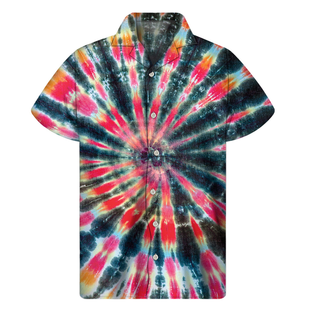 Black Backed Tie Dye Hawaiian Short Sleeve Shirt - Embrace the Aloha Spirit! - 1