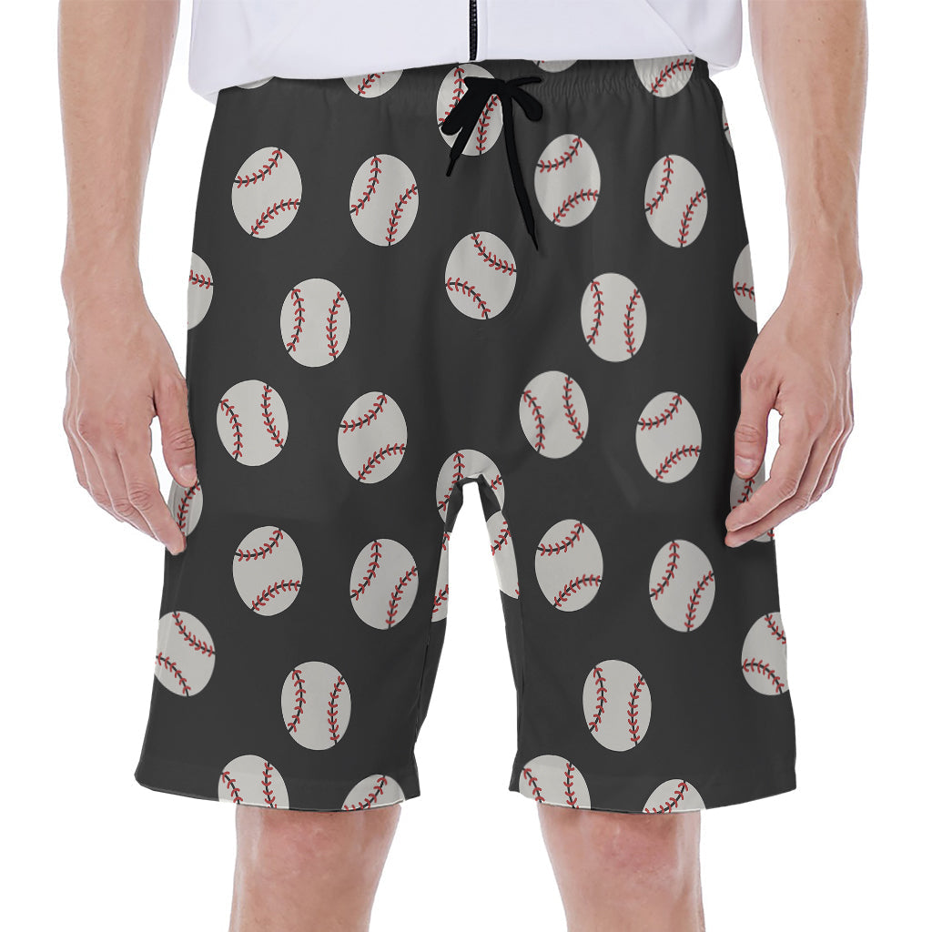 Black Baseball Pattern Hawaiian Men&#39;s Beach Shorts - 1