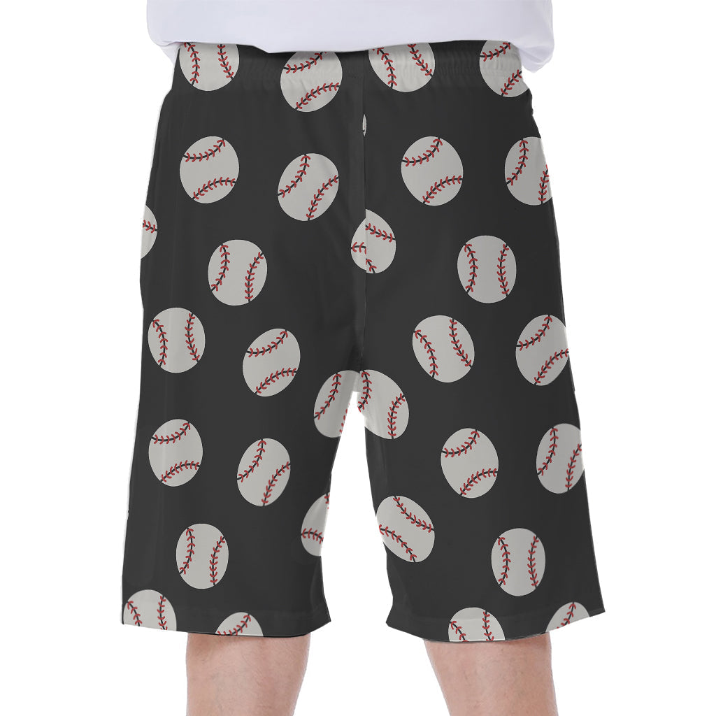 Black Baseball Pattern Hawaiian Men's Beach Shorts - 1