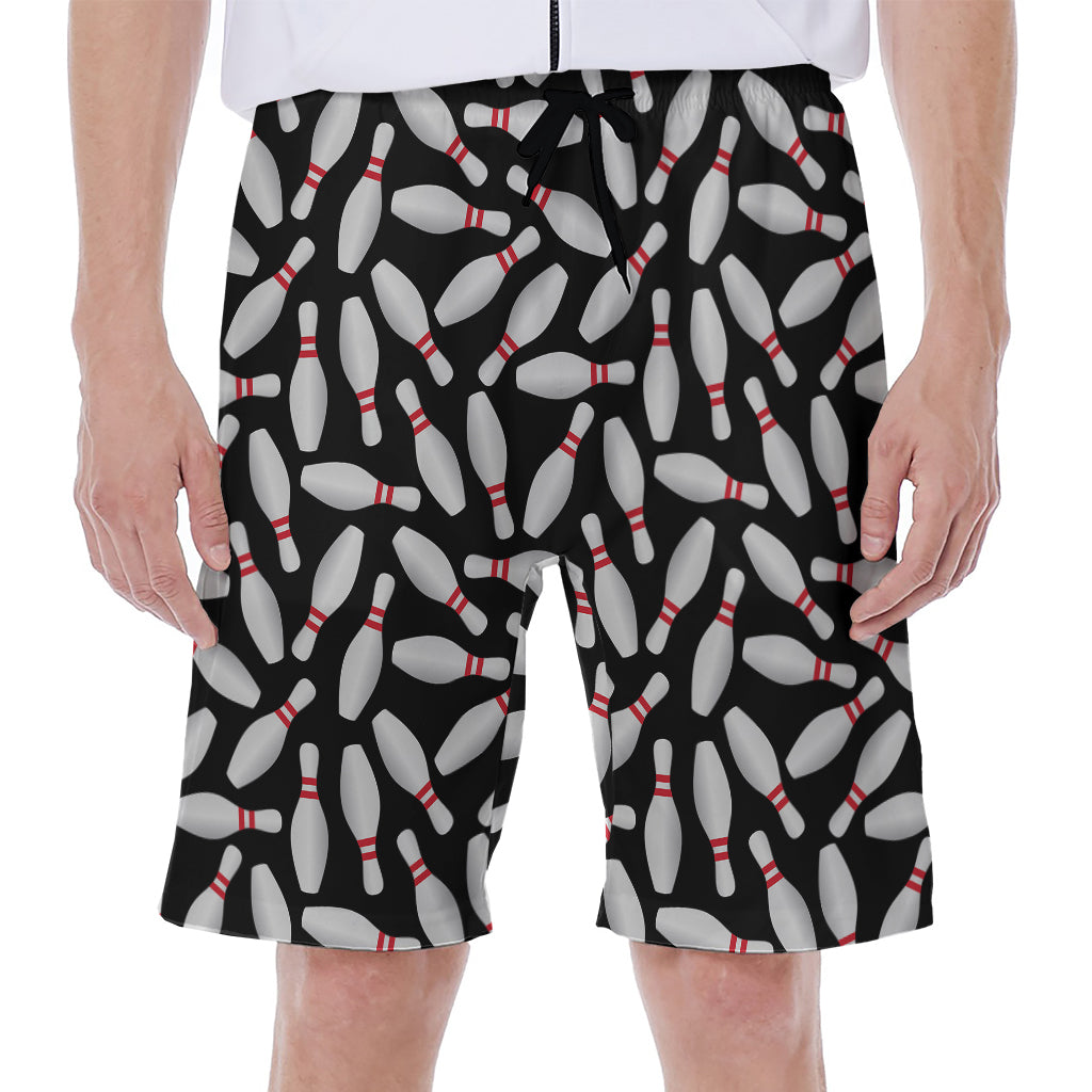 Black Bowling Pins Hawaiian Men&#39;s Beach Shorts: A Fun and Stylish Addition to Your Wardrobe - 1