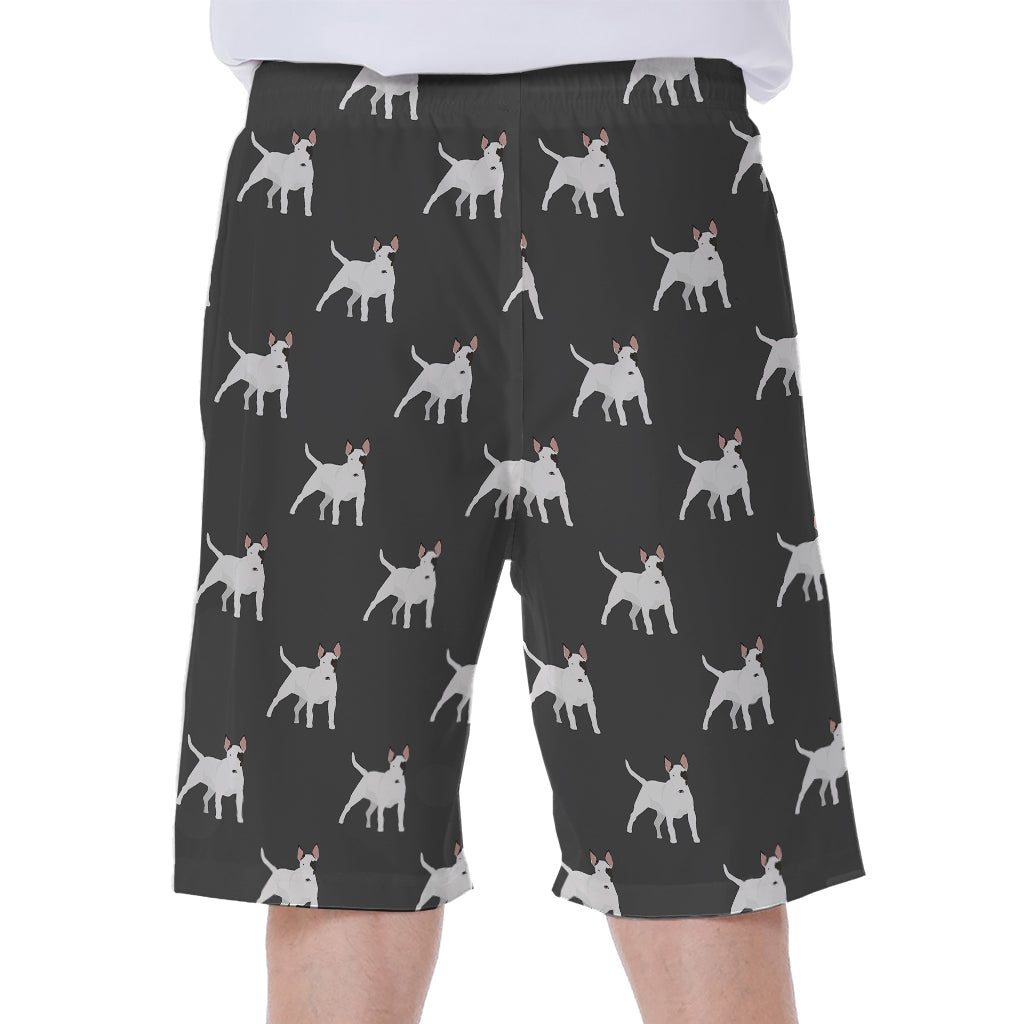 Black Bull Terrier Pattern Hawaiian Men&#39;s Beach Shorts - 2