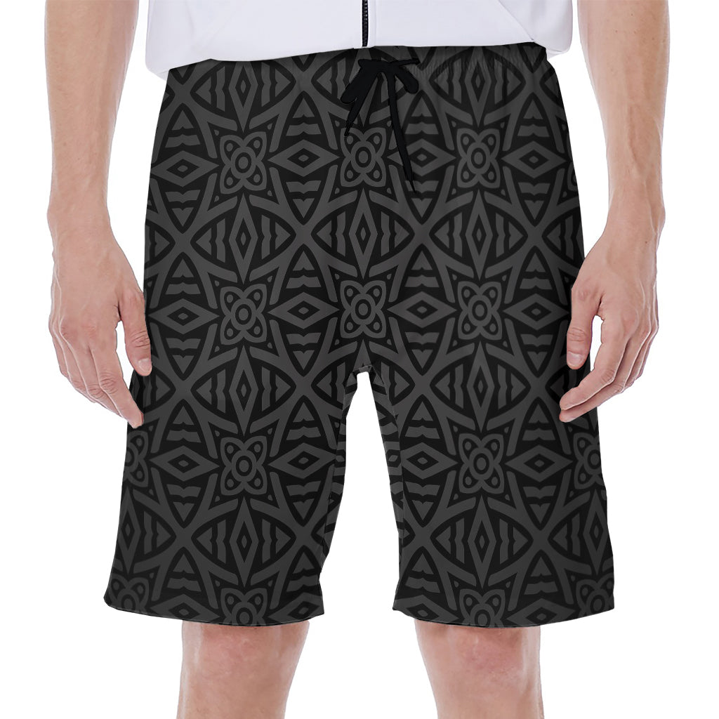 Black Celtic Symbol Pattern Men's Hawaiian Beach Shorts - 1