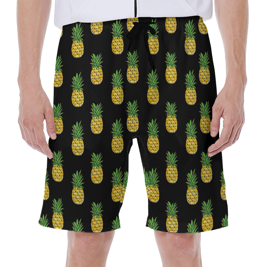 Black Pineapple Paradise: Men&#39;s Hawaiian Beach Shorts - 1