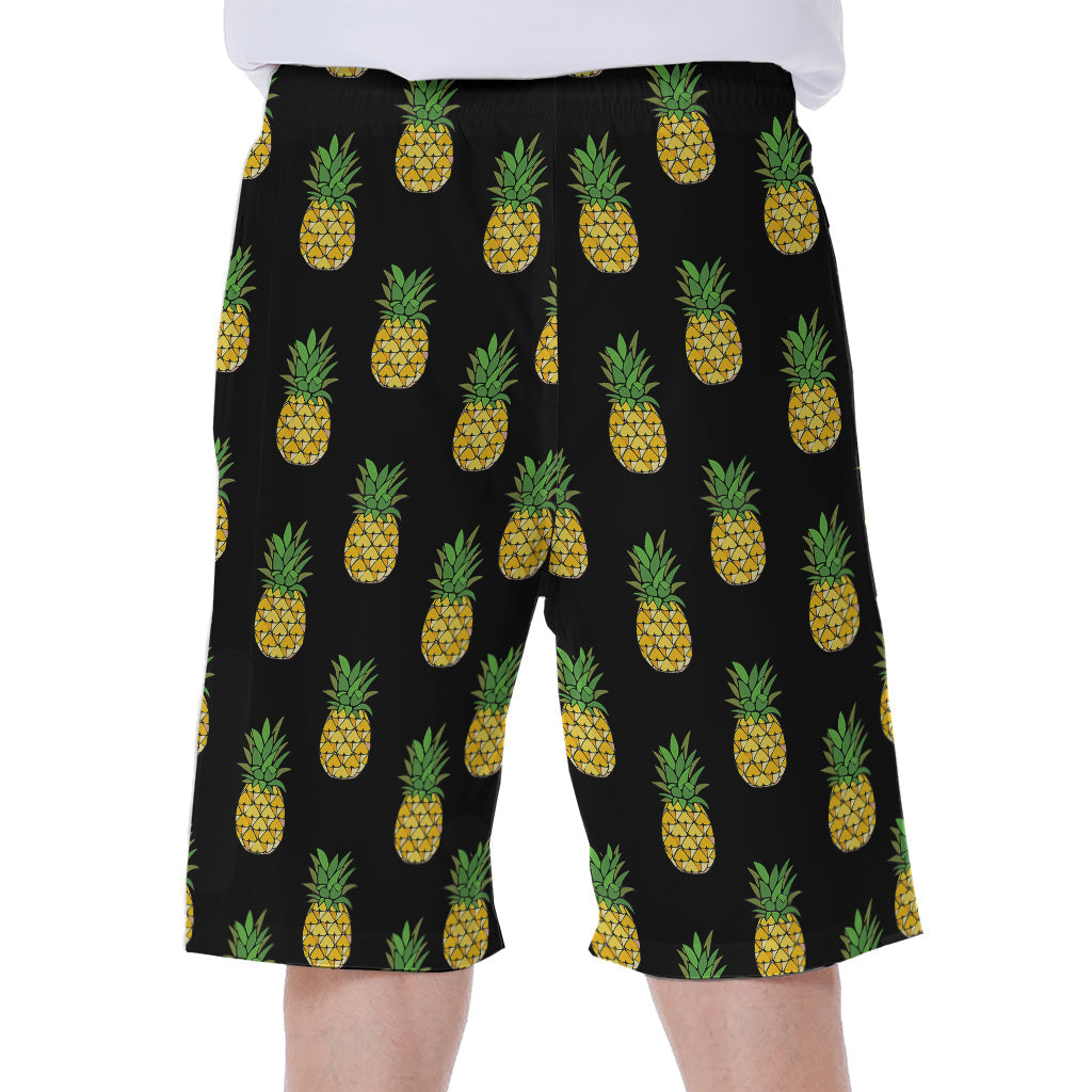 Black Pineapple Paradise: Men&#39;s Hawaiian Beach Shorts - 2