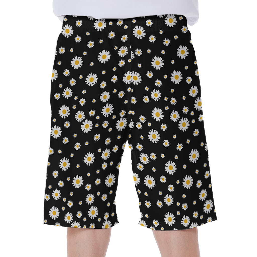 Black Daisy Floral Pattern Hawaiian Men&#39;s Beach Shorts - 2